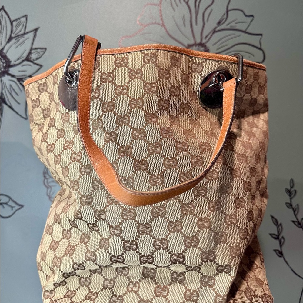Gucci GG Logo Vintage Canvas Shoulder Bag - Picture 2 of 15